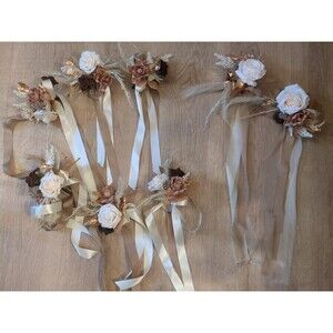 Set Of 8 Lings Moments Pew/Aisle Chair Bows Rust Sepia